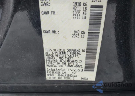 2013 Nissan Altima 2.5 S z USA, uszkodzony, nr VIN 1N4AL3AP3DC156553